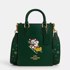 Disney X Coach North South Mini Tote With Sled Motif (Green)